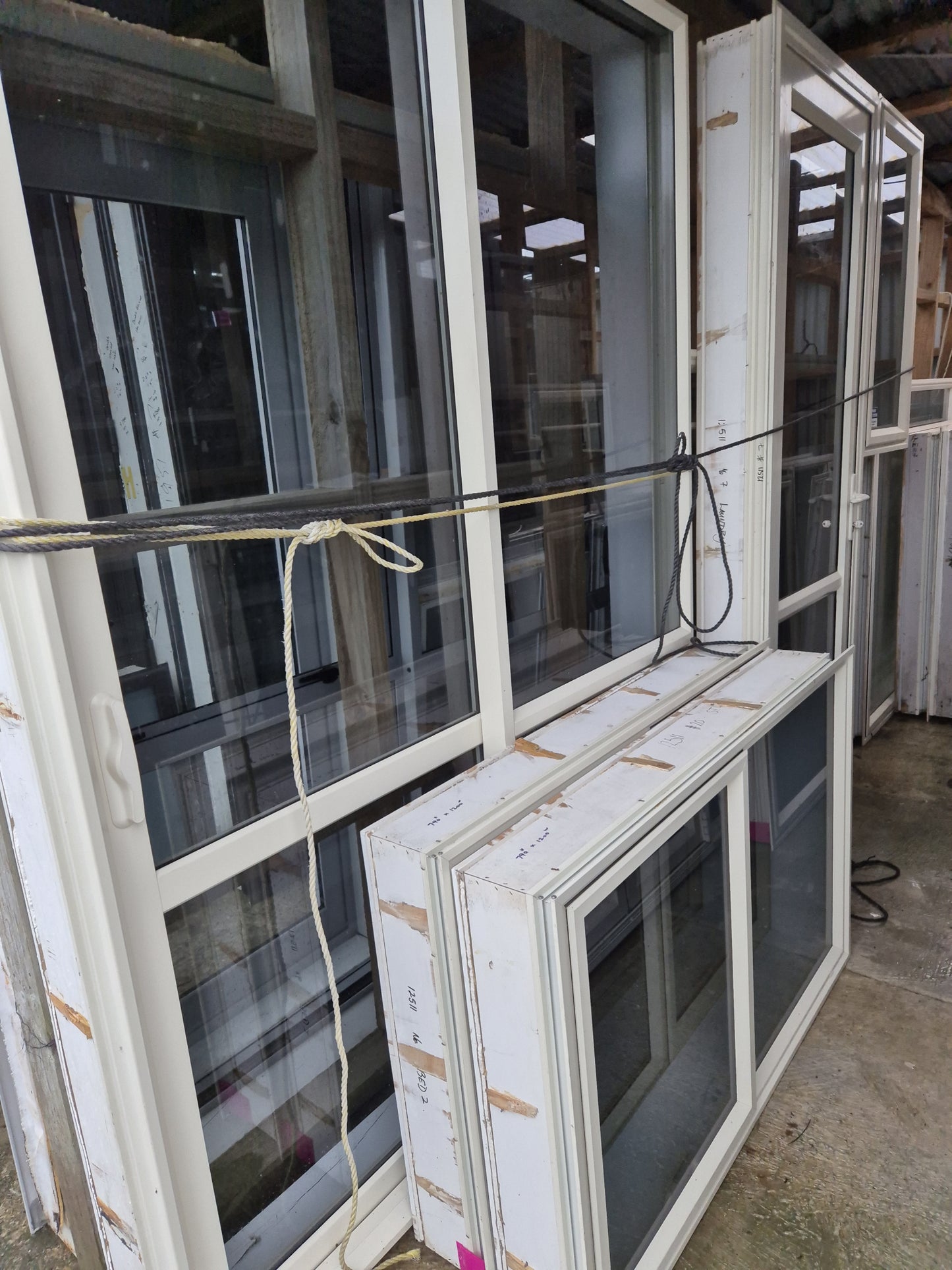 House Lot of Cream Joinery: 1 x Ranchslider, 1 x Door and 10 x windows