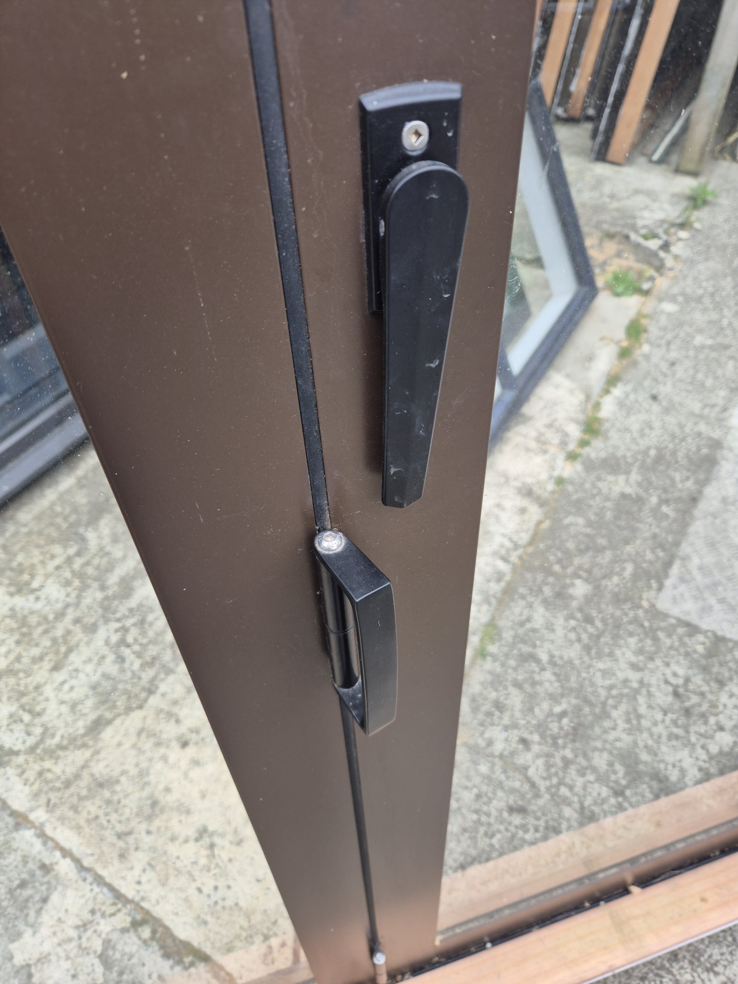 Double Glazed Brown Bifold Door with Outside Access Door 1980 H x 1800 W #2190