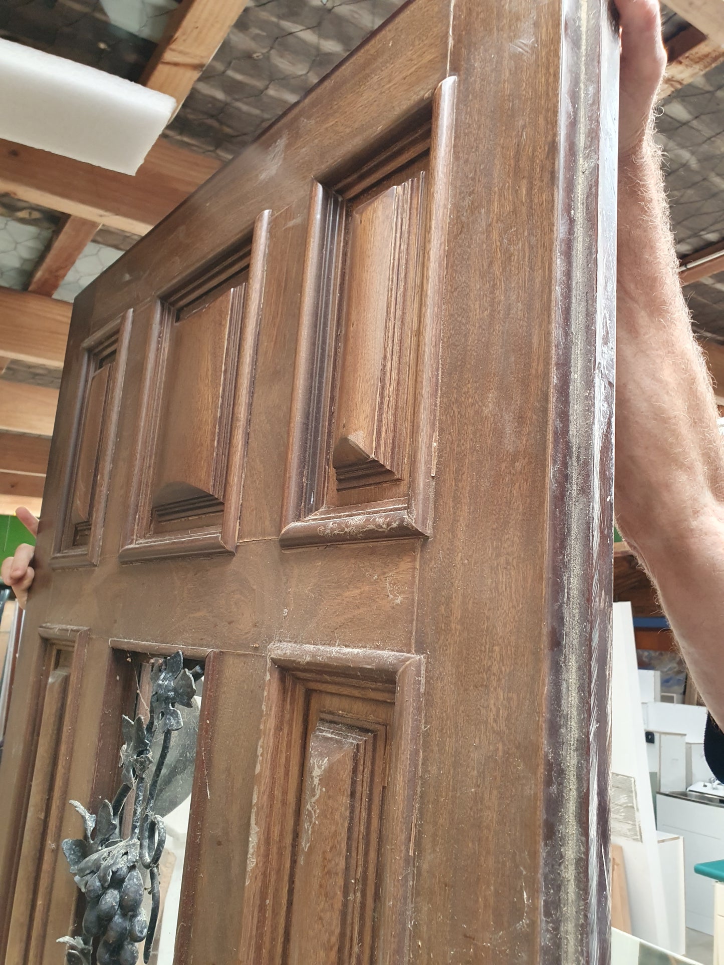 Grand Entrance Doors, Solid Mahogany with beveled glass & Grape vine detail