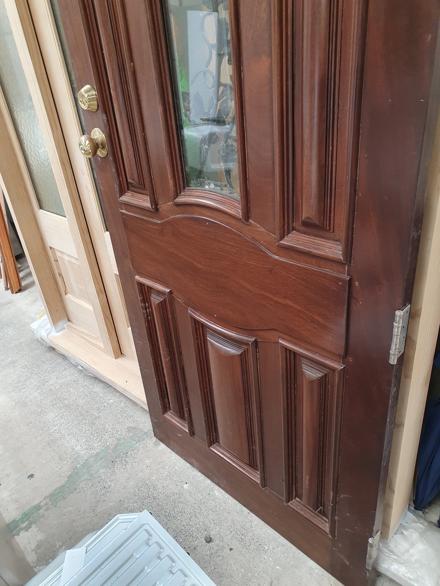 Grand Entrance Doors, Solid Mahogany with beveled glass & Grape vine detail