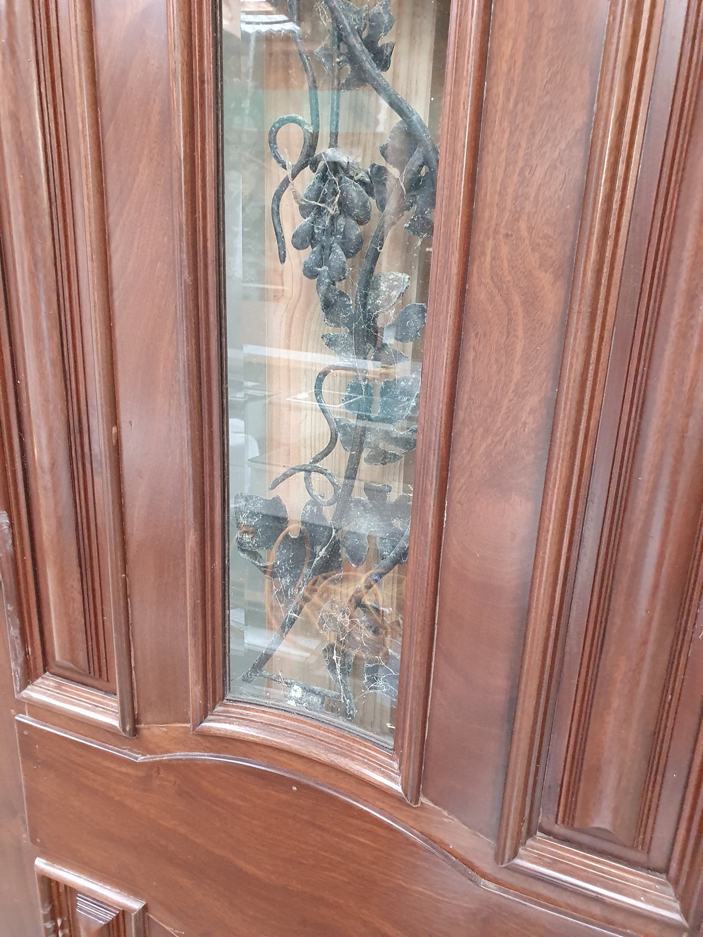 Grand Entrance Doors, Solid Mahogany with beveled glass & Grape vine detail