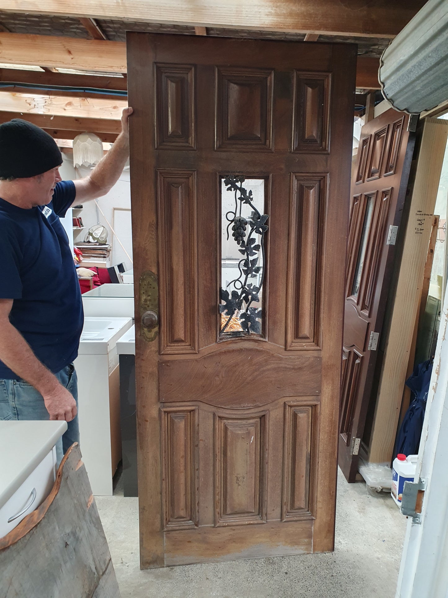 Grand Entrance Doors, Solid Mahogany with beveled glass & Grape vine detail