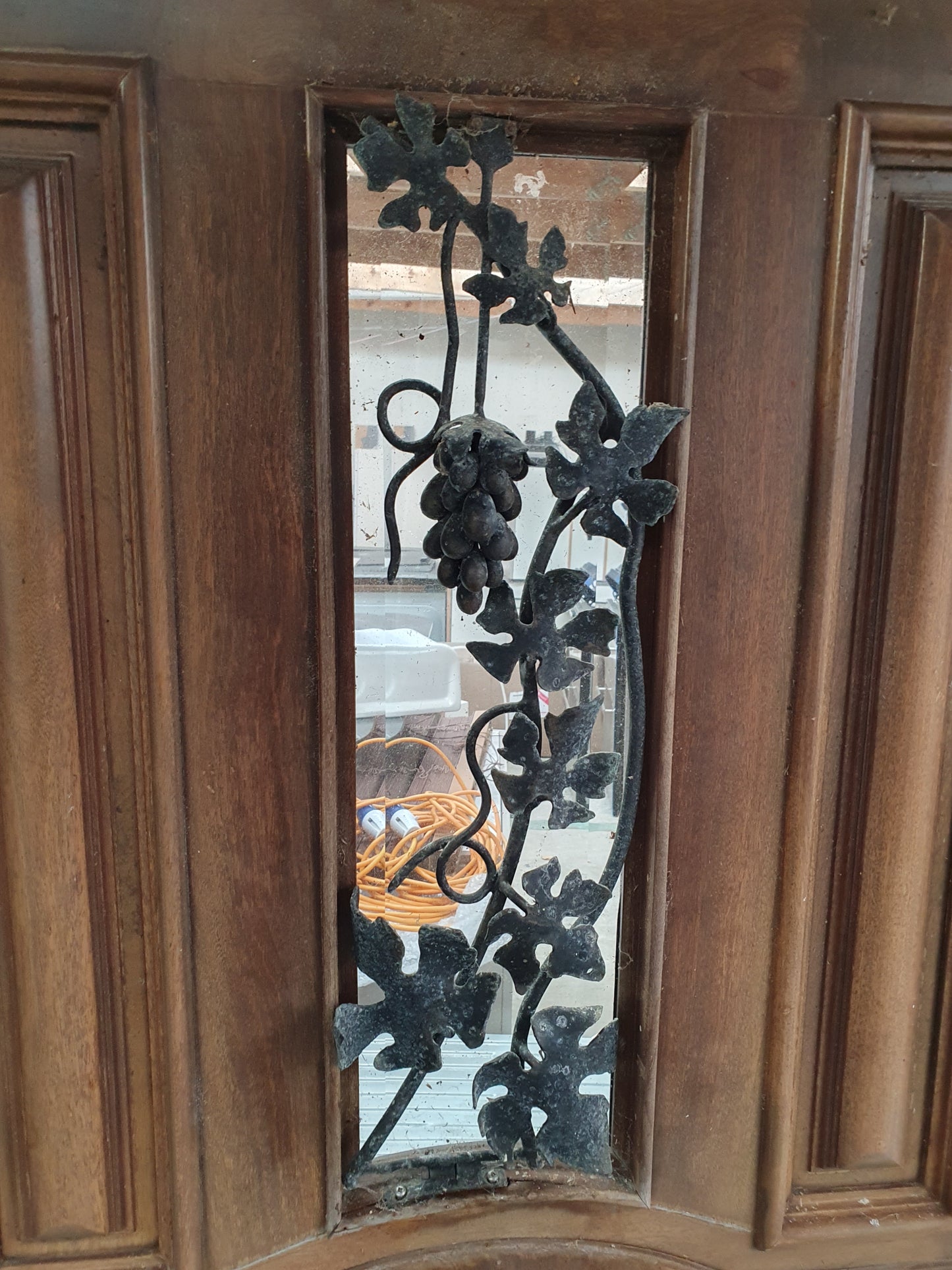 Grand Entrance Doors, Solid Mahogany with beveled glass & Grape vine detail