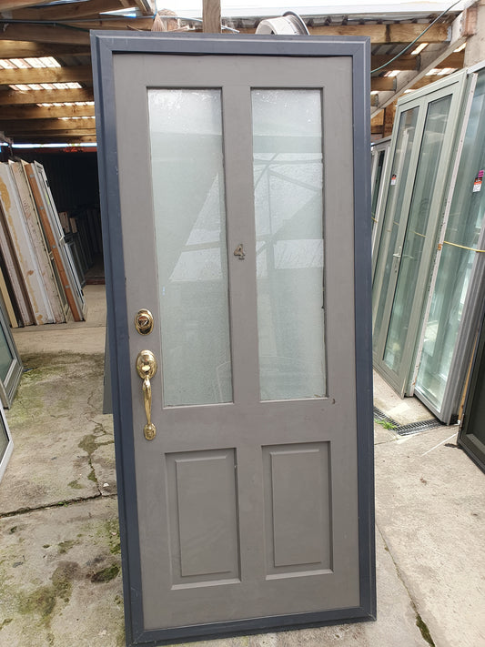 Denim Blue Single Door with Wooden Entrance 2050 H x 885 W #SDO5 - 3 avail