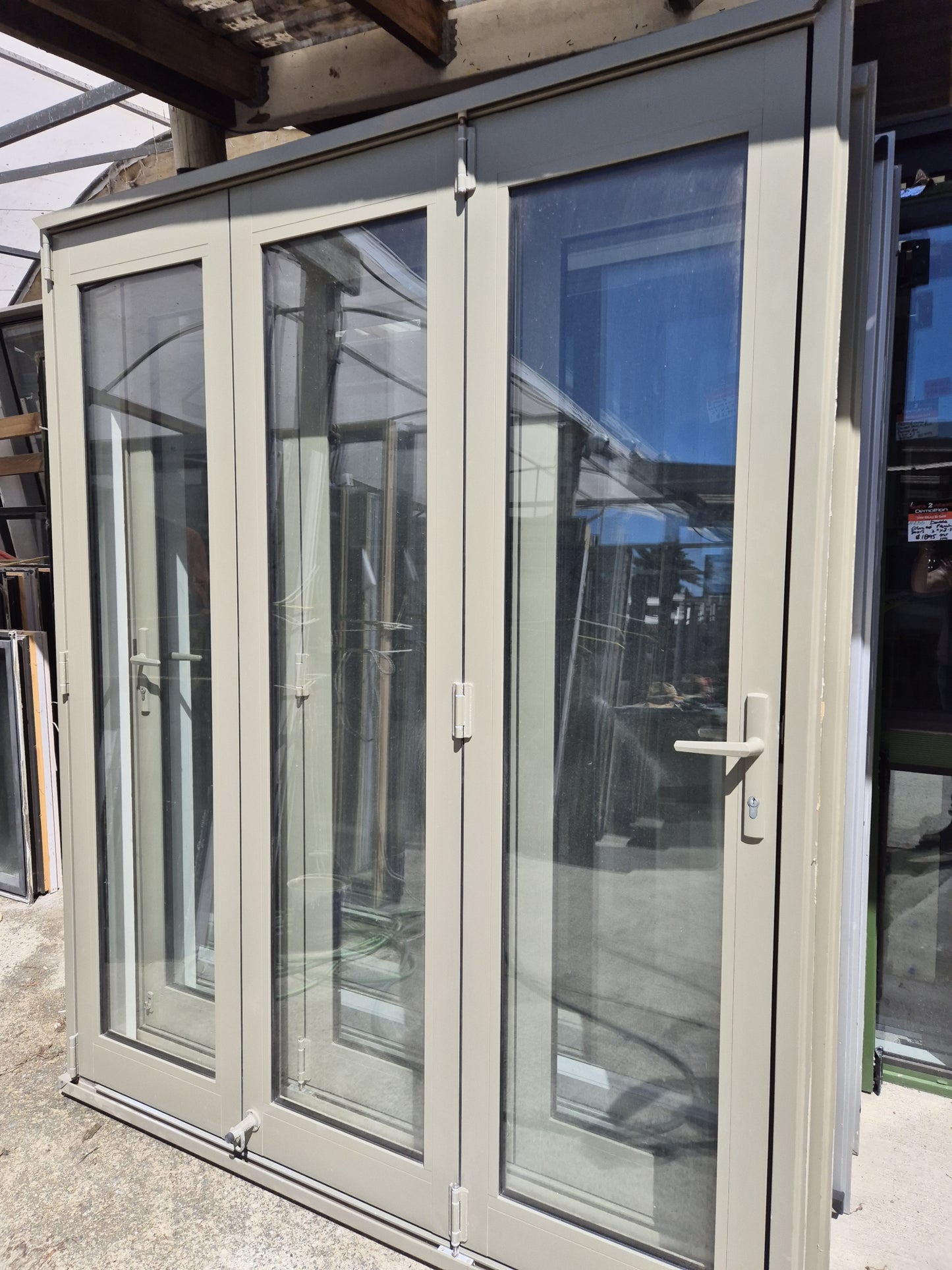 Near New Double Glazed Lichen Green Job lot, Bifold Doors & Sliders