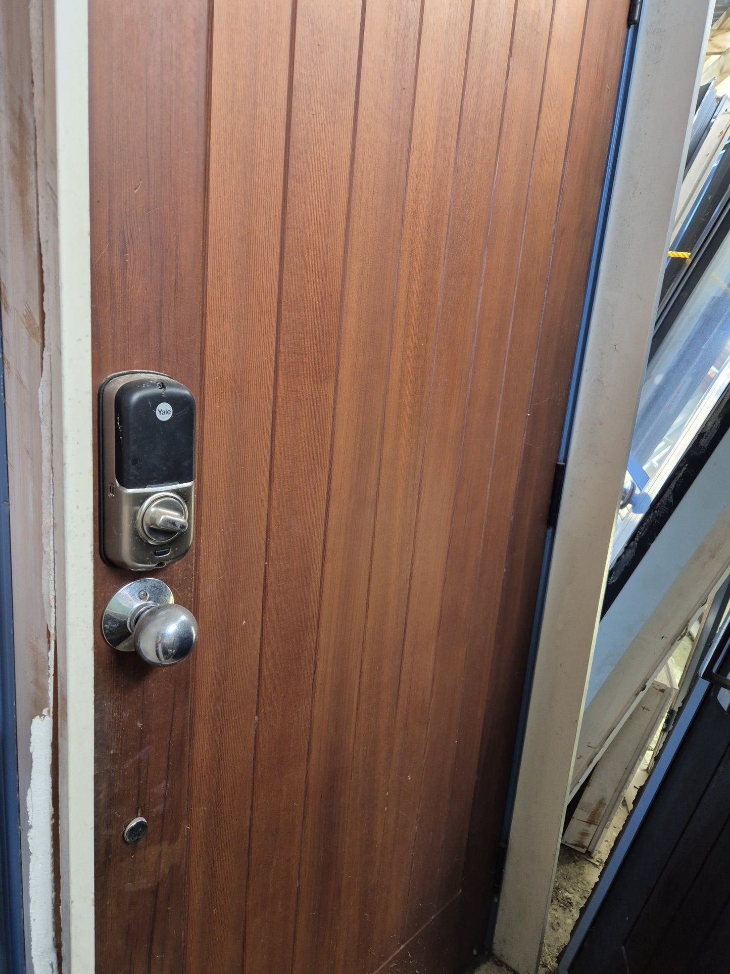 Pale Blue Single Exterior Door with Cedar Door 2360 H x 940 W #SDO3 -2 available