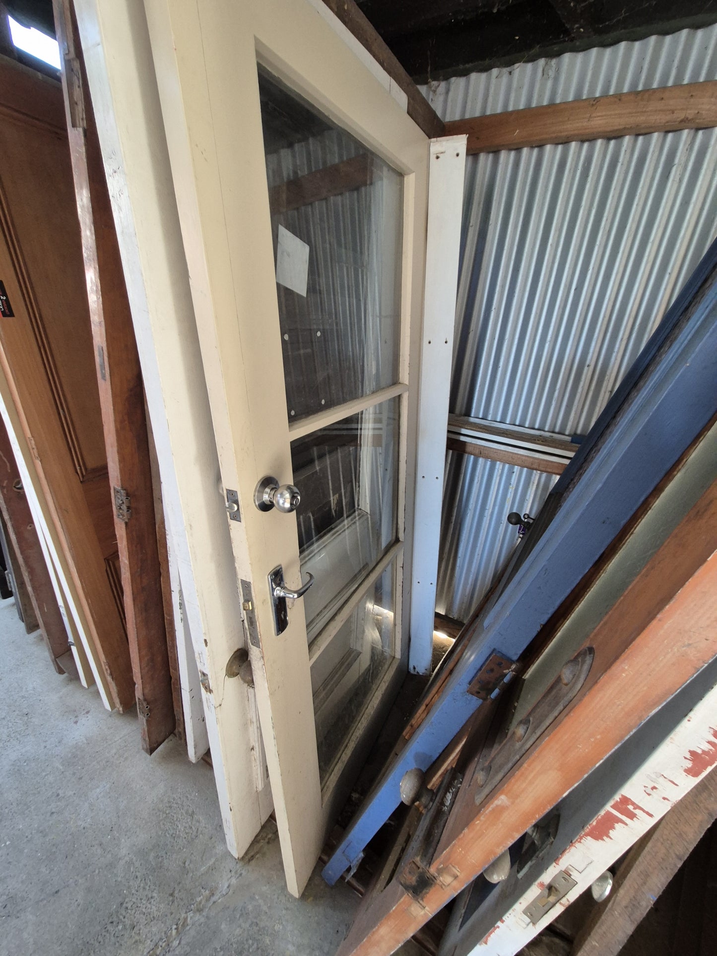 3 lite Exterior Wooden Door 1955mm H x 847 W