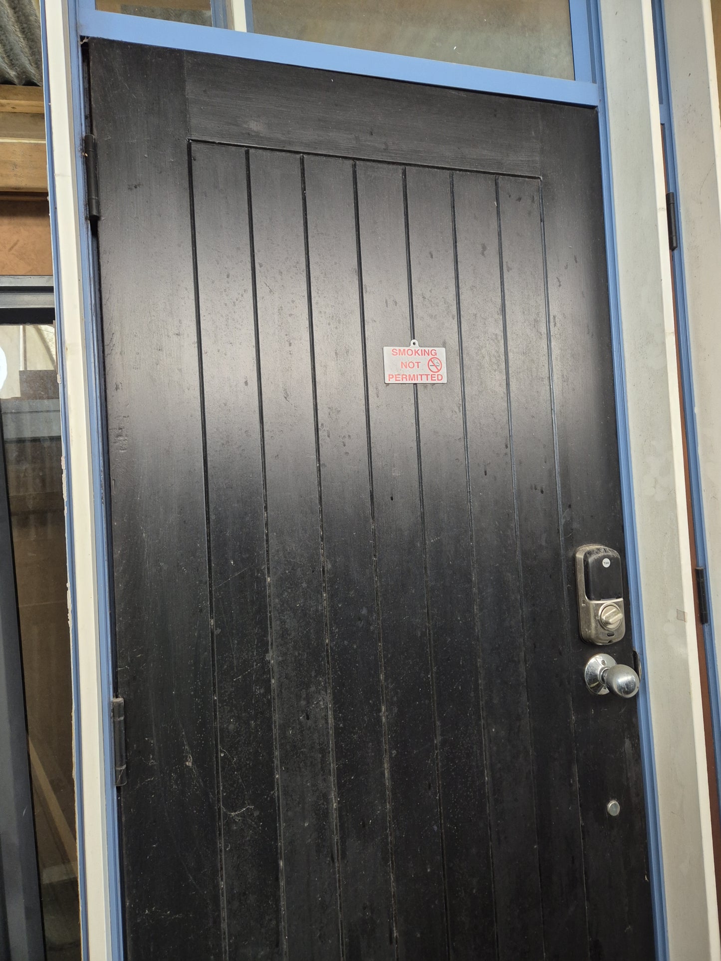 Pale Blue Single Exterior Door with Cedar Door 2360 H x 940 W #SDO3 -2 available