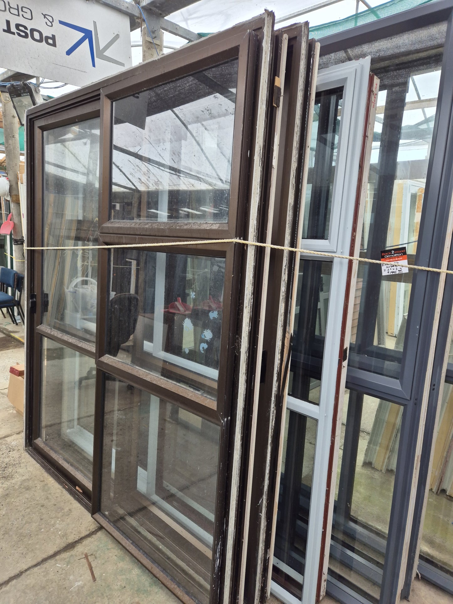 Bronze Ranchslider with opening windows 2100 H x 1800 W L-R (R1919)