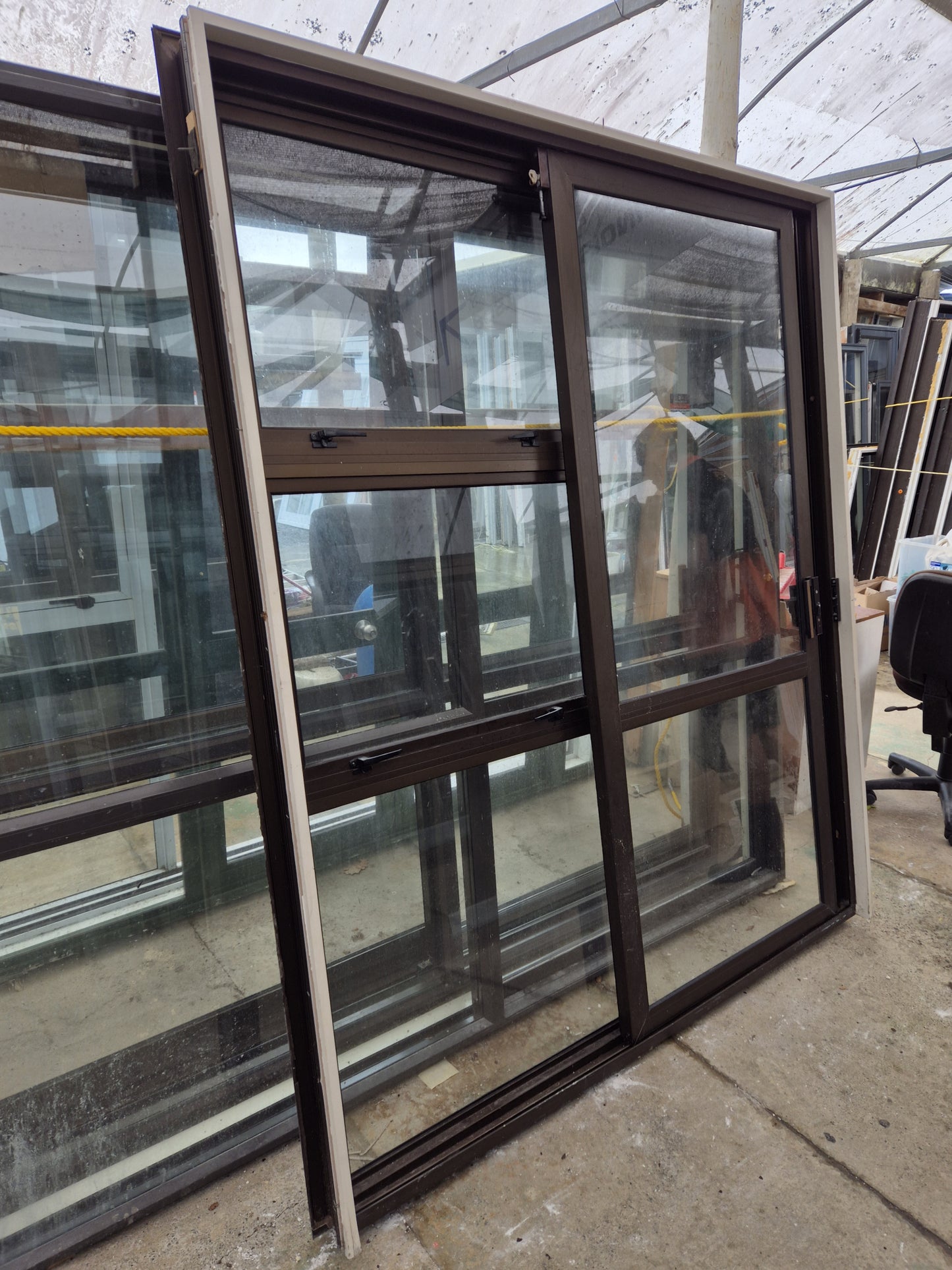 Bronze Ranchslider with opening windows 2100 H x 1800 W L-R (R1919)