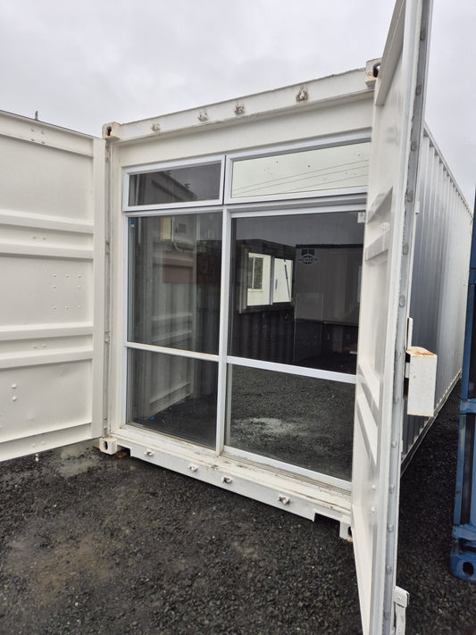 20ft High Cube Shipping Container / Site office conversion with secure shutters & wired