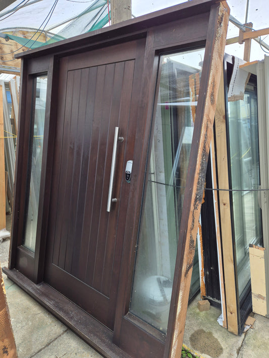 Beautiful Cedar Entrance door with sidelights 2200 H x 1920 W #2065
