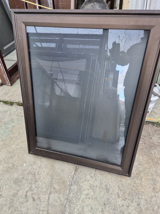 Bronze Double Glazed window, opaque glass, exc Cond 1 H x .8W #2056