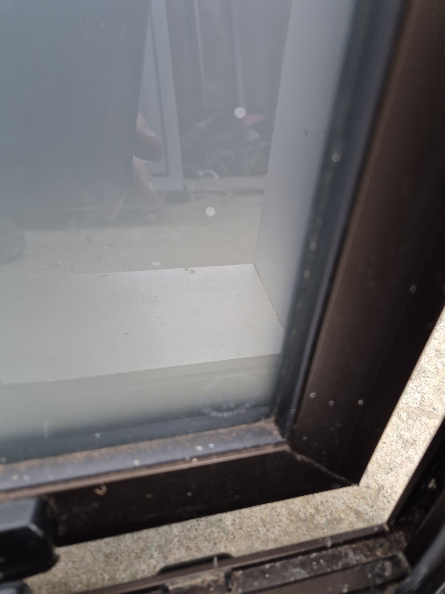 Bronze Double Glazed window, opaque glass, exc Cond 1 H x .8W #2056