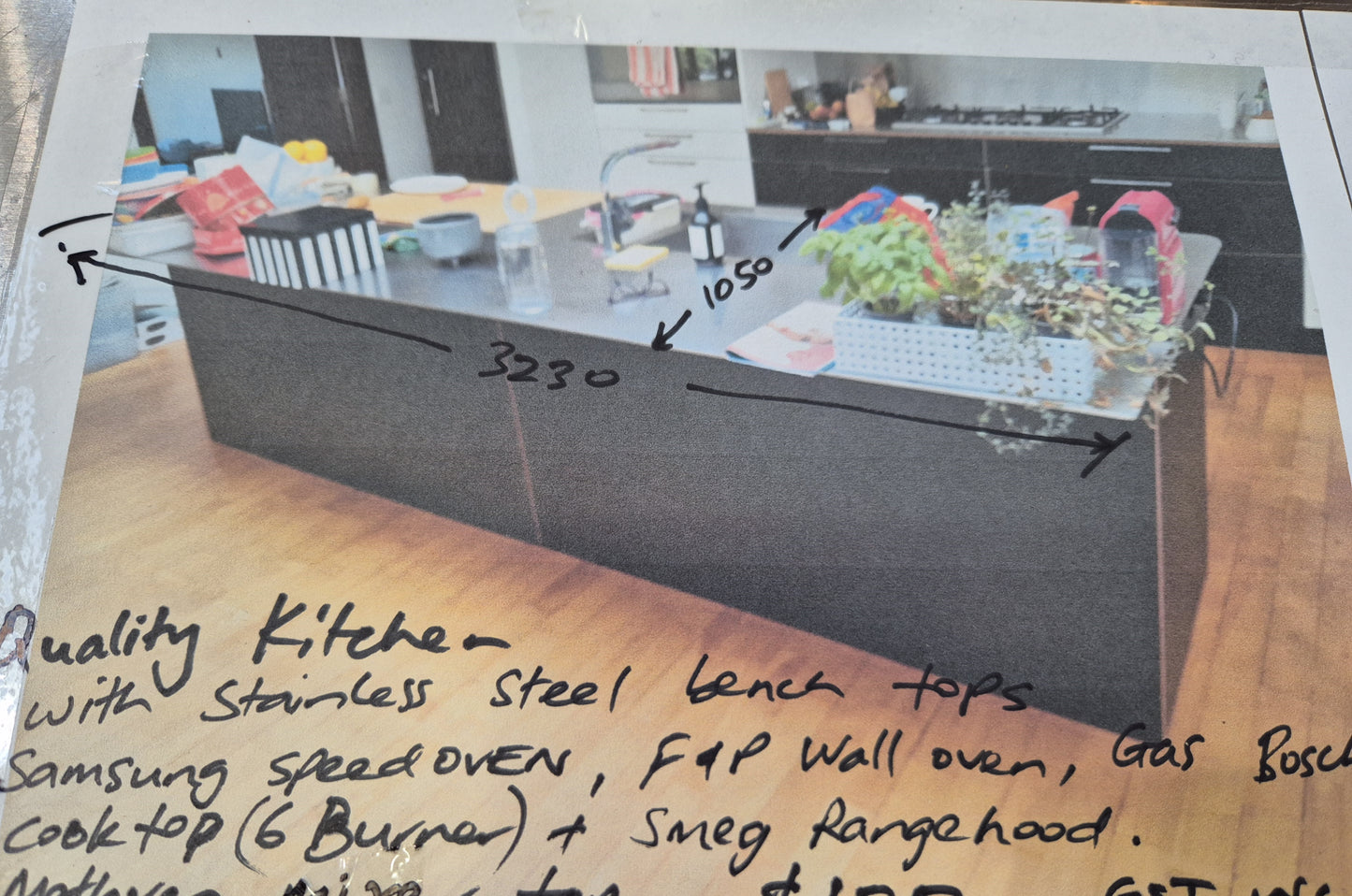 Quality Kitchen, Thick Stainless steel bench tops & appliances