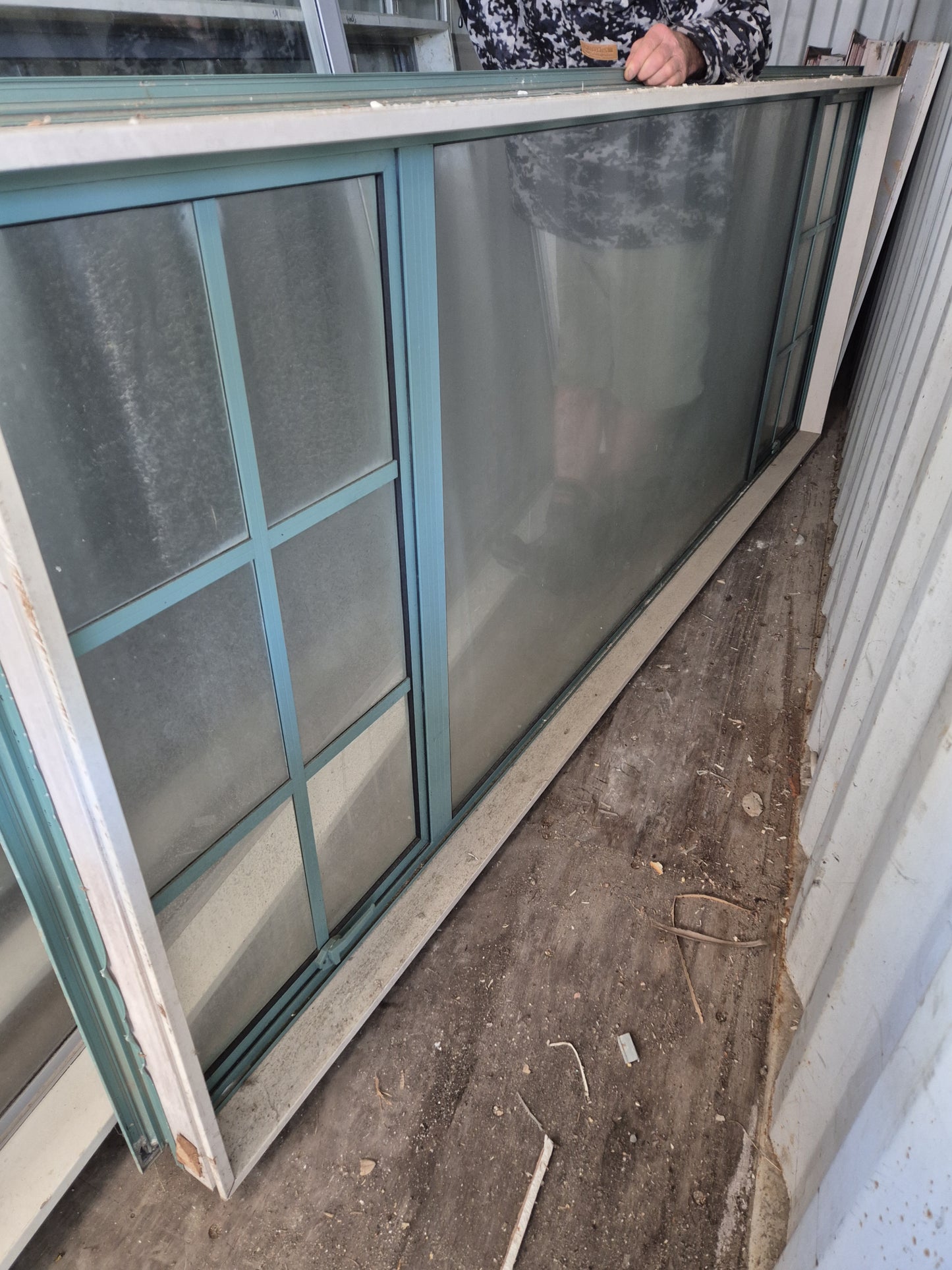Large Aluminium Window, 2 opening windows 1.1 H x 3 W #2076
