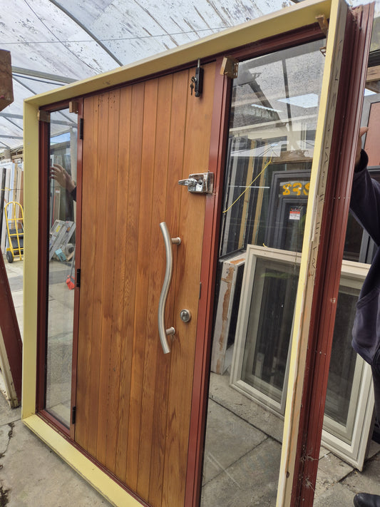 Scoria Red Cedar Door Entranceway with sidelights 2050 H x 1800 W #2125d