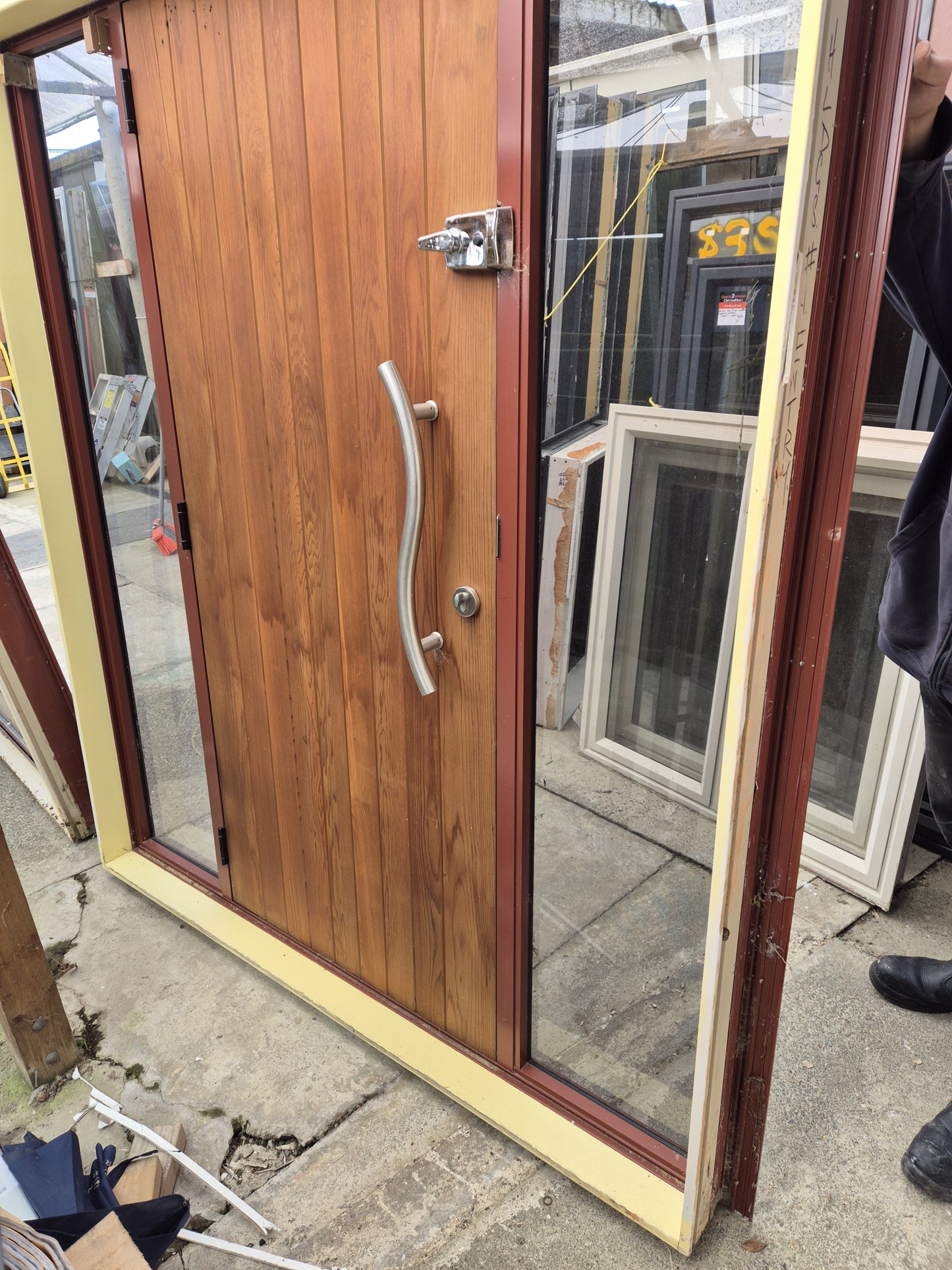 Scoria Red Cedar Door Entranceway with sidelights 2050 H x 1800 W #2125d