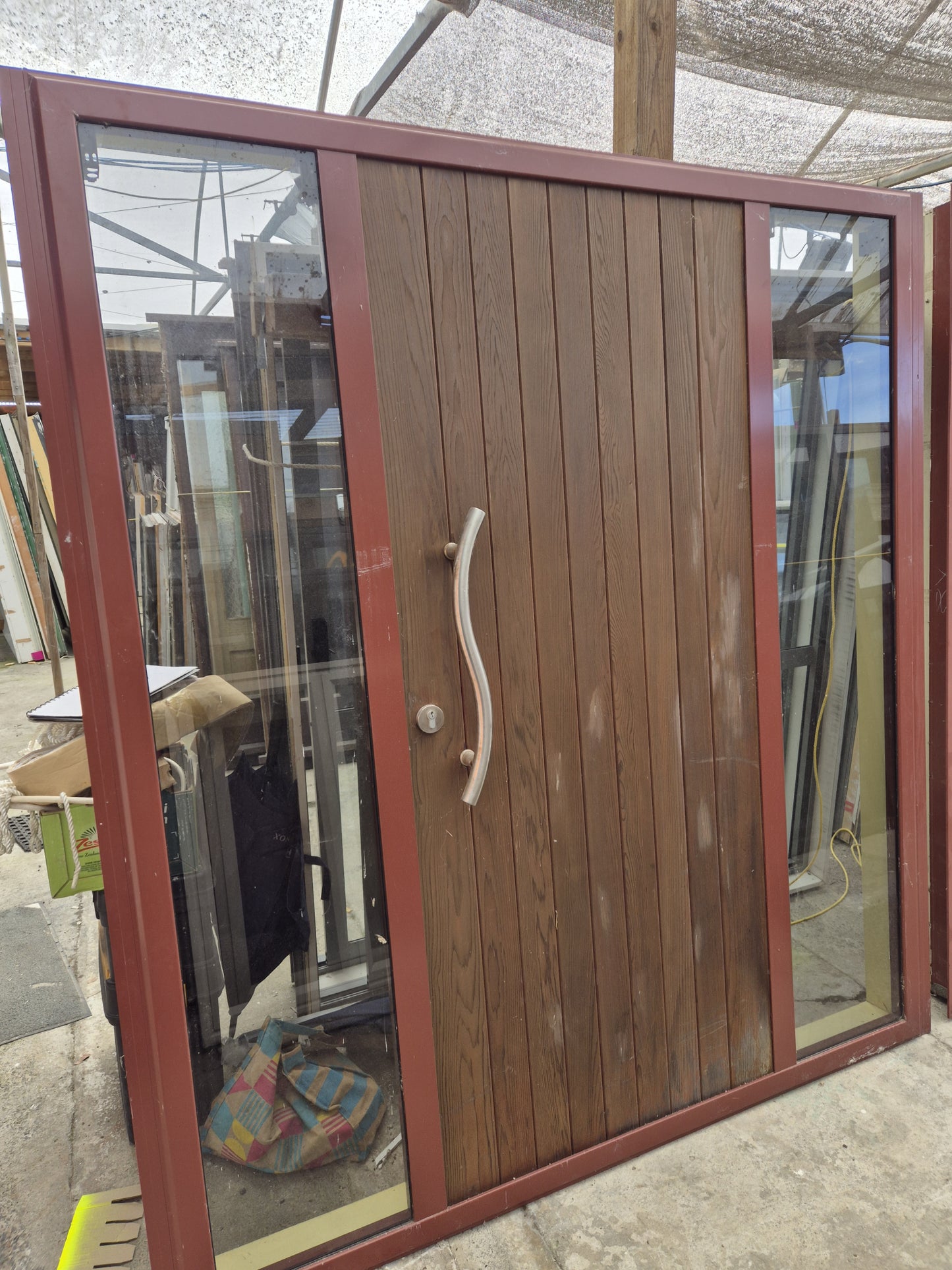 Scoria Red Cedar Door Entranceway with sidelights 2050 H x 1800 W #2125d