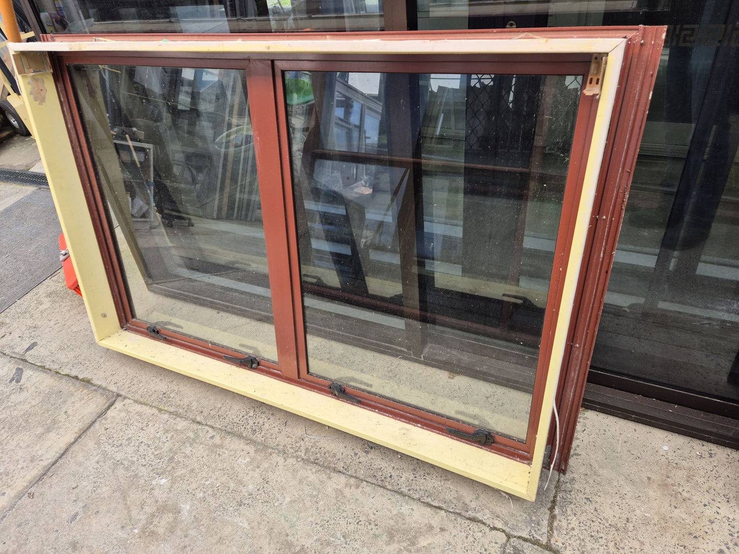 Scoria Red Window double awning opening 890 H x 1410 W #2125f