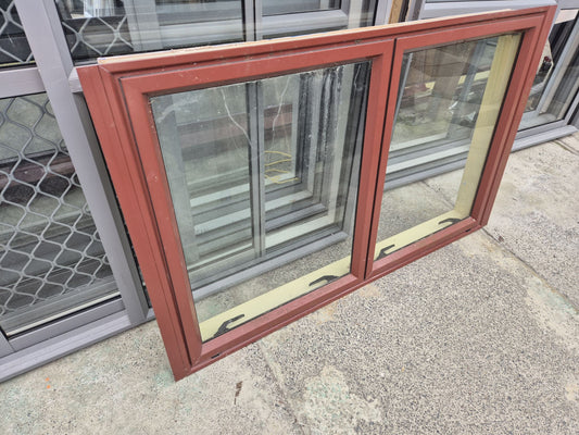 Scoria Red Window double awning opening 890 H x 1410 W #2125f