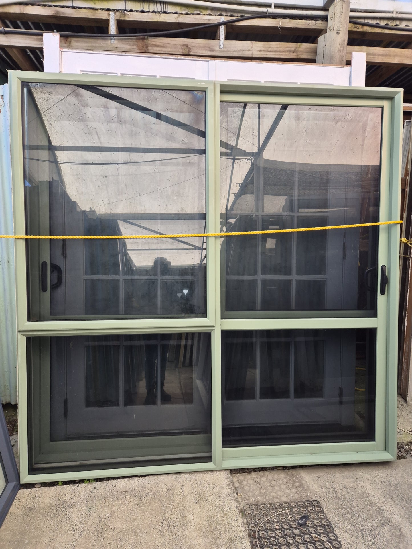 Mist Green Ranchslider with opening window 2130 H x 2100 W #2133