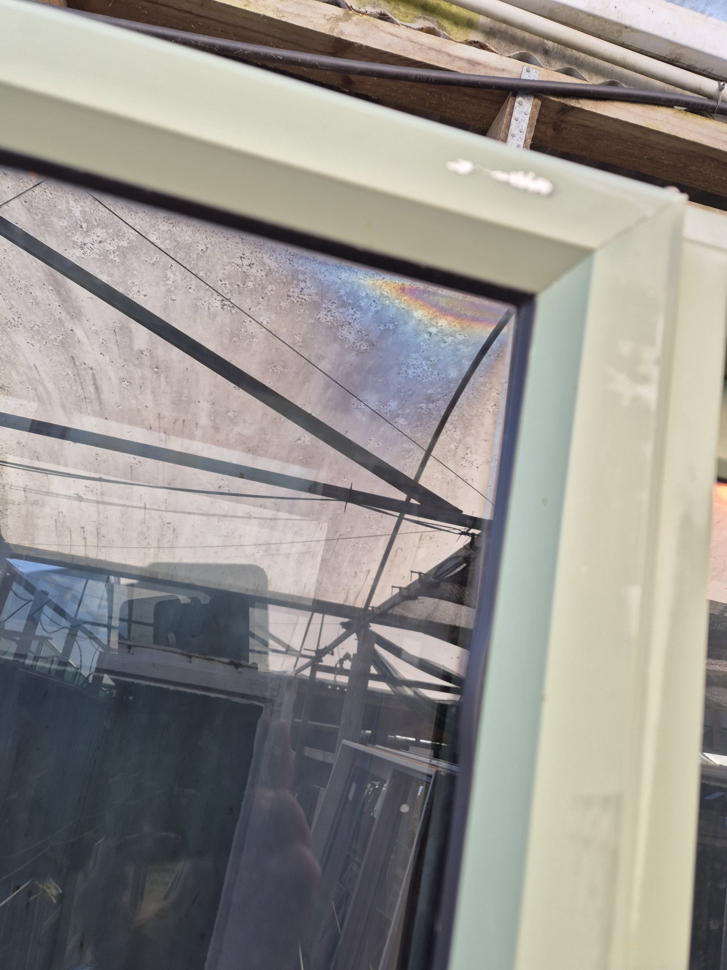 Mist Green Ranchslider with opening window 2130 H x 2100 W #2133