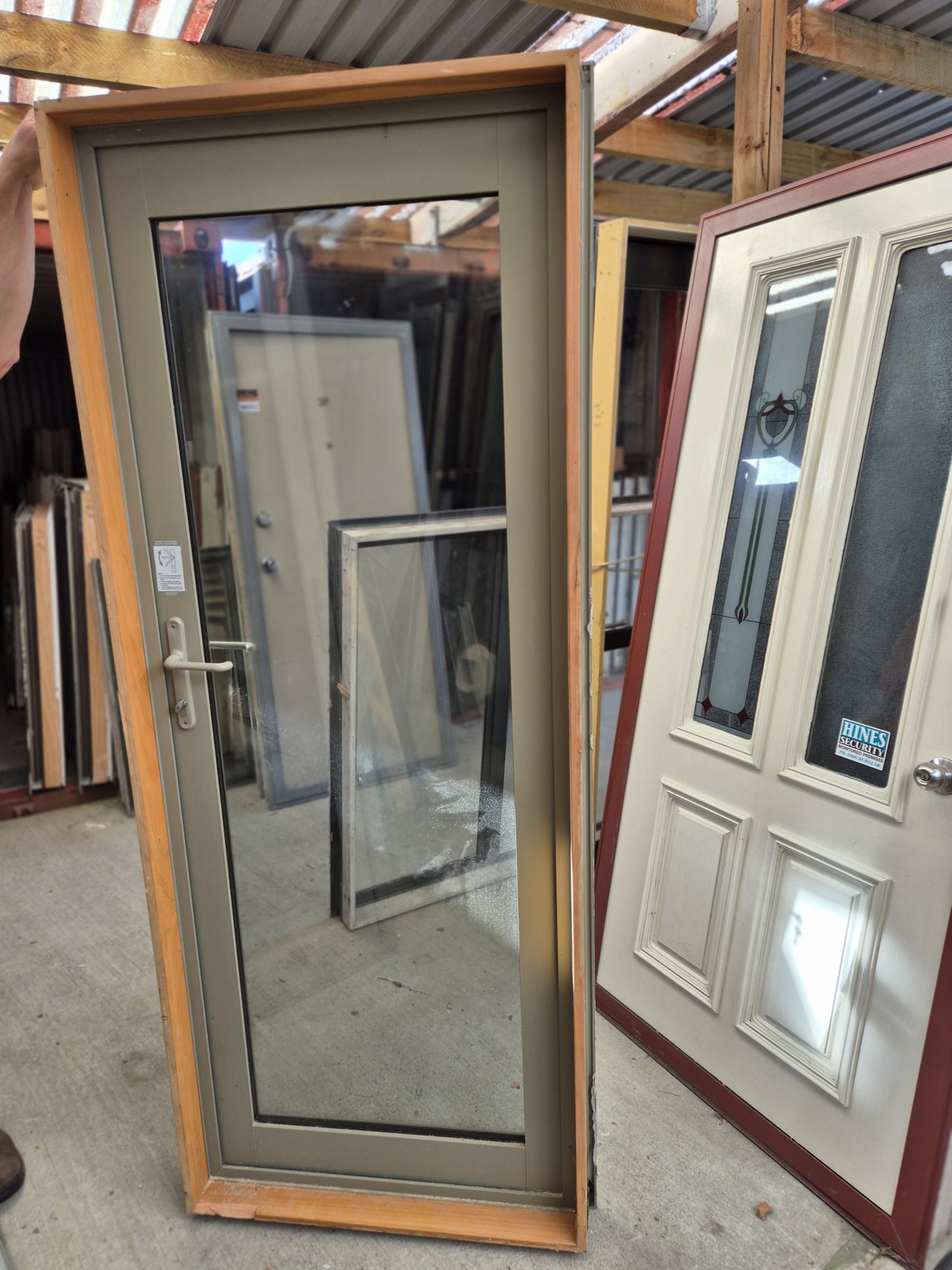 Double Glazed Lichen Green Single Door 2010 H x 790 W #2127