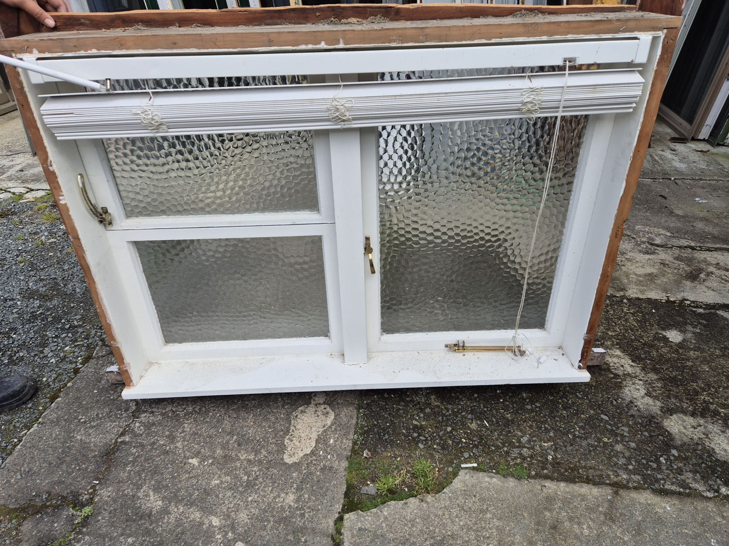 Wooden Bathroom Window obscured glass 1 H x 1.3W #2143