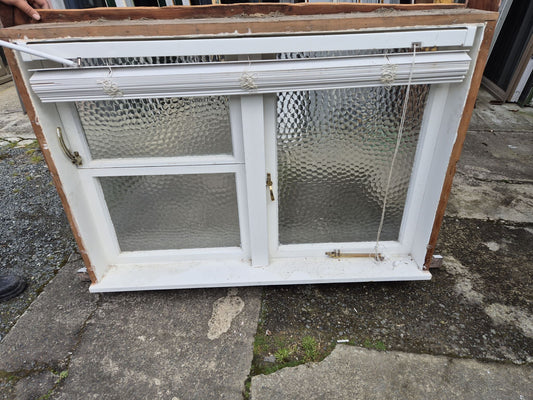 Wooden Bathroom Window obscured glass 1 H x 1.3W #2143