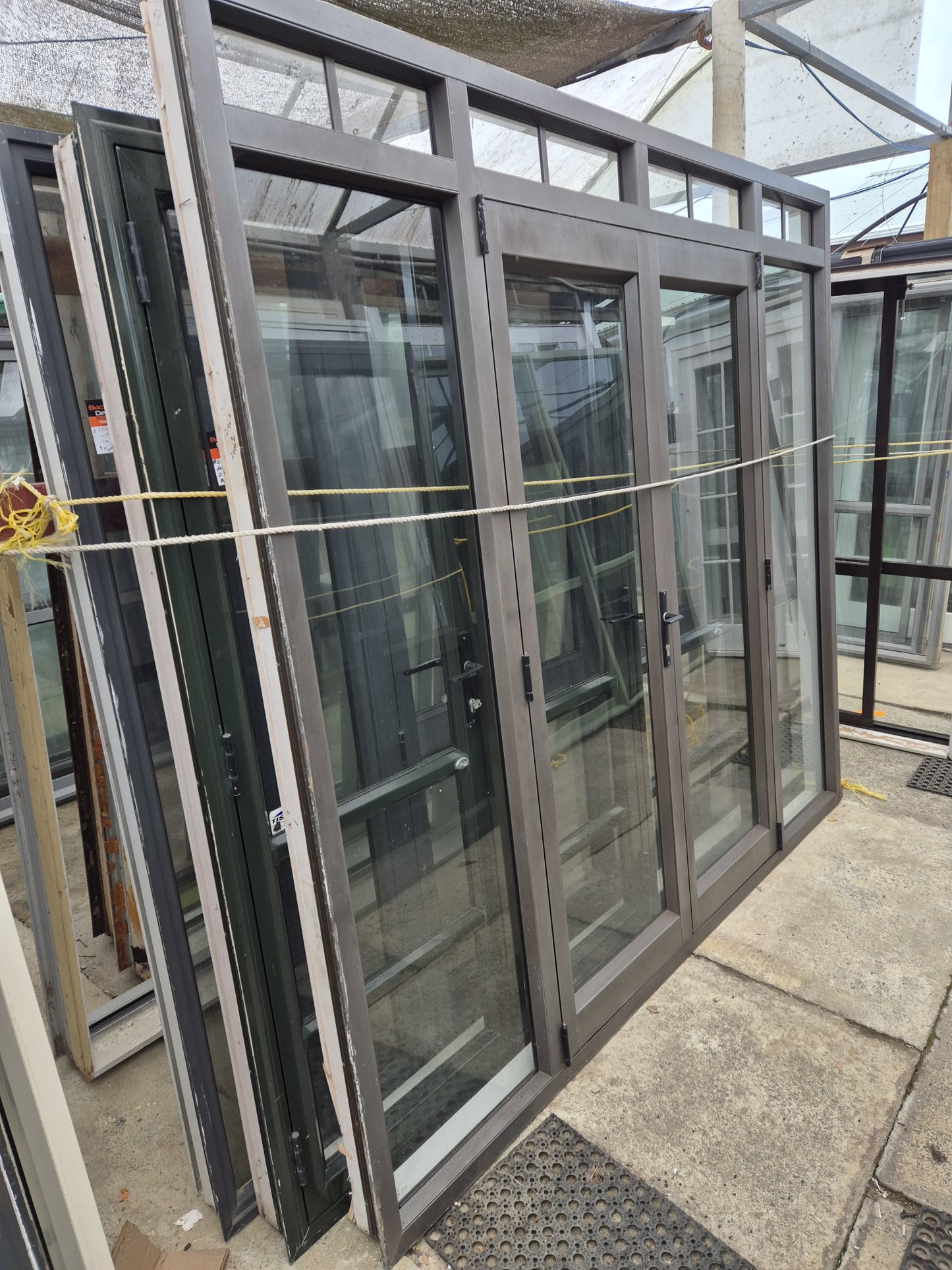 Brown French doors 2190 H x 2400 W Good condition #2163