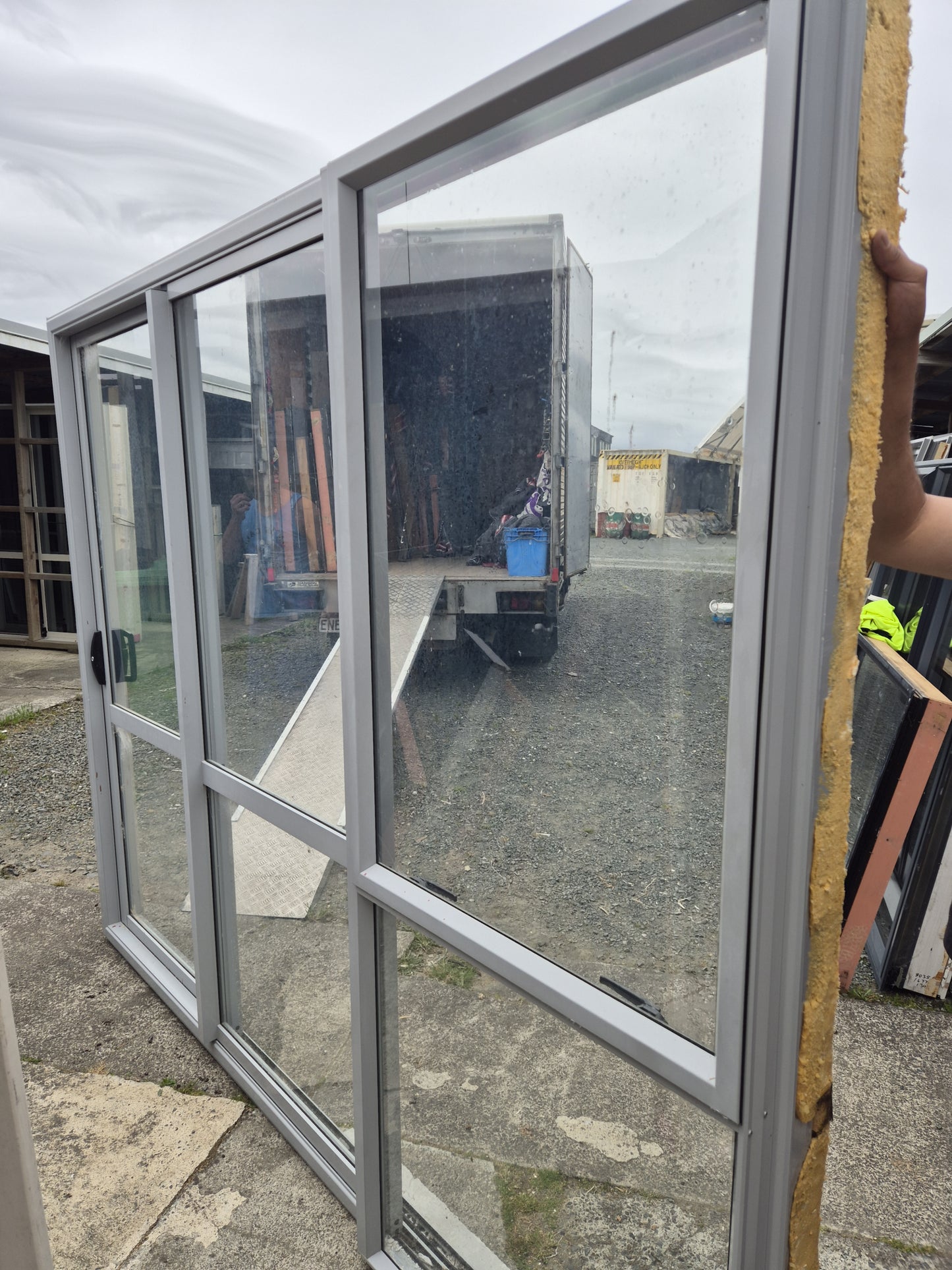 Grey Stacker Slider with Opening Window 2045 H x 2530 W #2186
