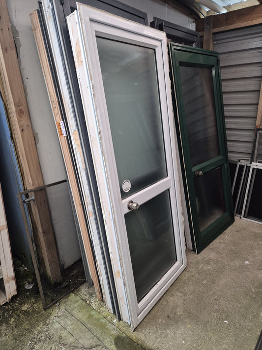 White Single glazed Door, frosted safety glass 2 H x 810W #2180