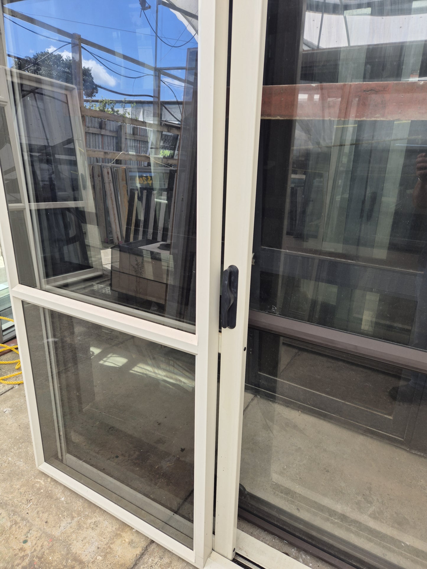 Cream Ranchslider with opening window 2035 H x 1630 W #2191