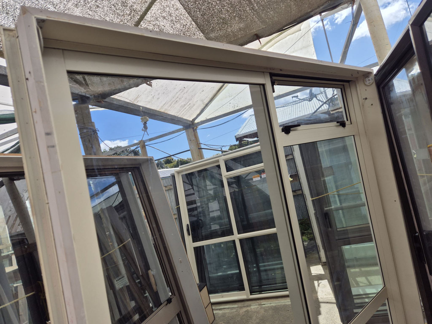 Cream Ranchslider with opening window 2035 H x 1630 W #2191