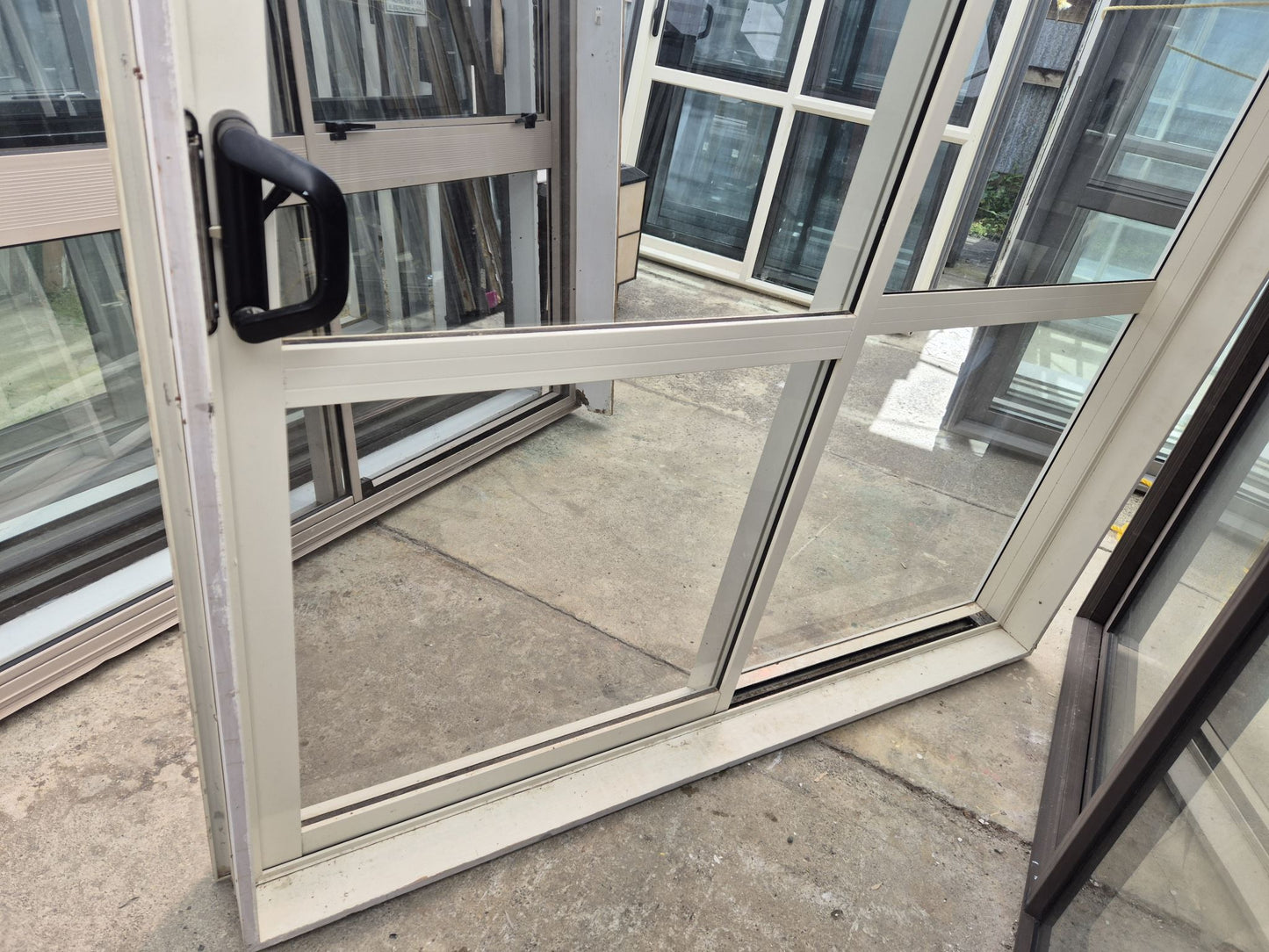 Cream Ranchslider with opening window 2035 H x 1630 W #2191