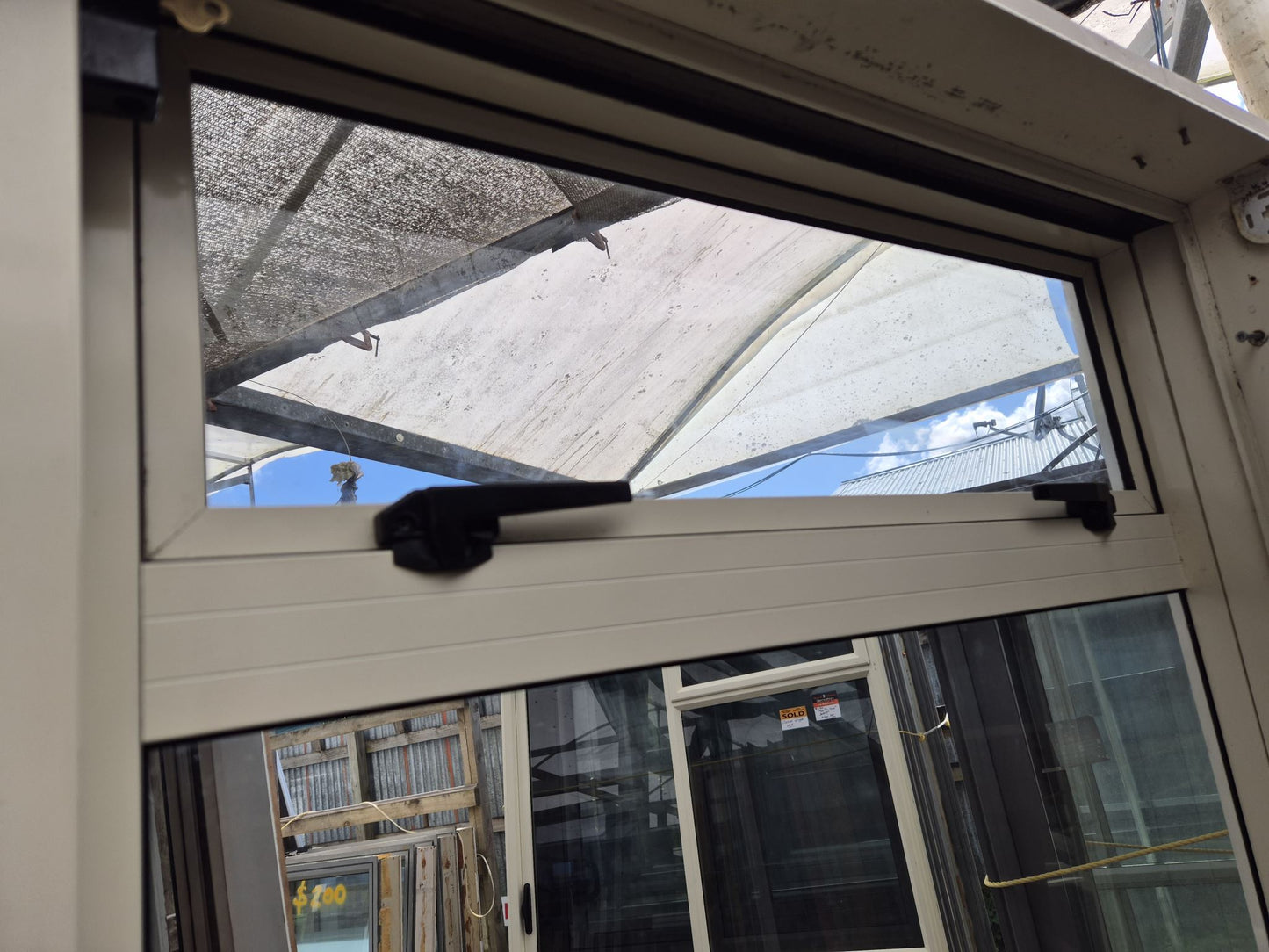 Cream Ranchslider with opening window 2035 H x 1630 W #2191