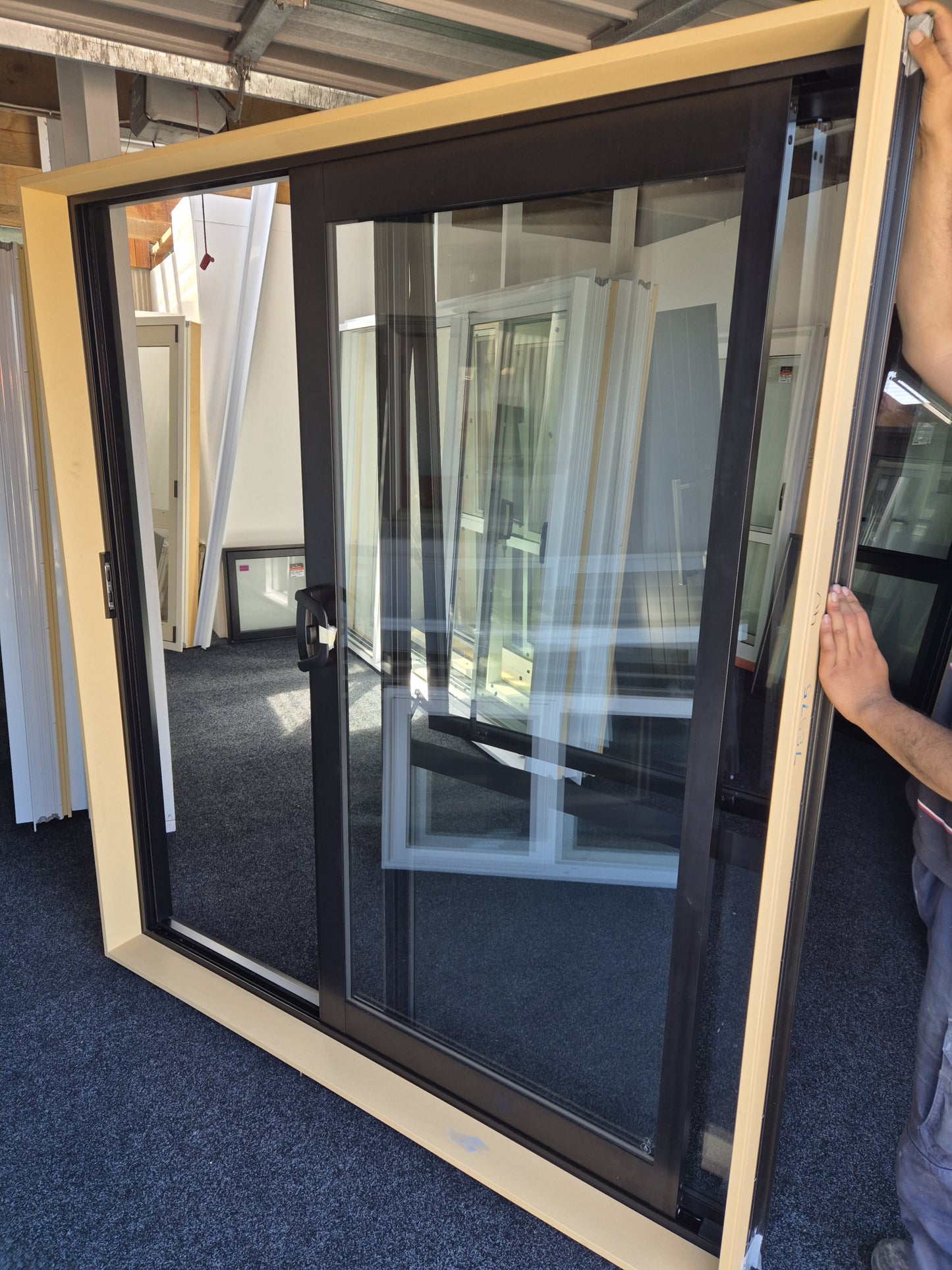 NEW Double Glazed Black Ranchslider with window 2H x 1.8W #2197 R-L