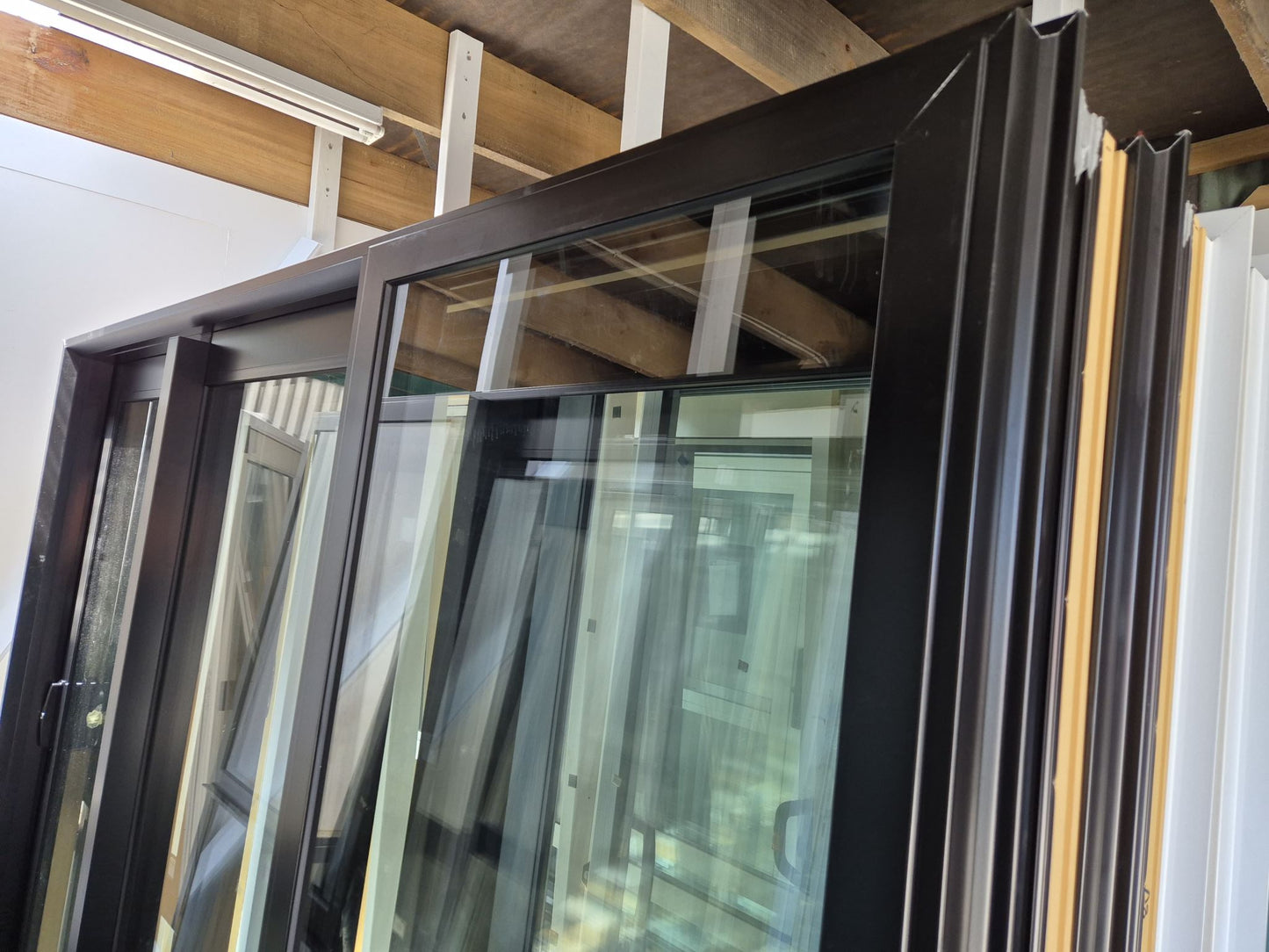 NEW DOUBLE GLAZED Black Stacker Slider with opening window 2 H x 2.4 W #2198
