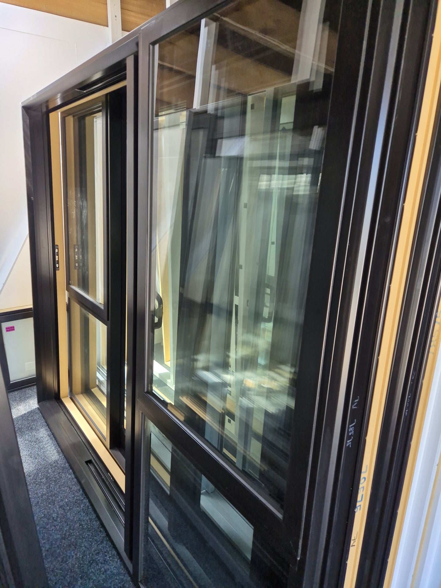 NEW DOUBLE GLAZED Black Stacker Slider with opening window 2 H x 2.4 W #2198