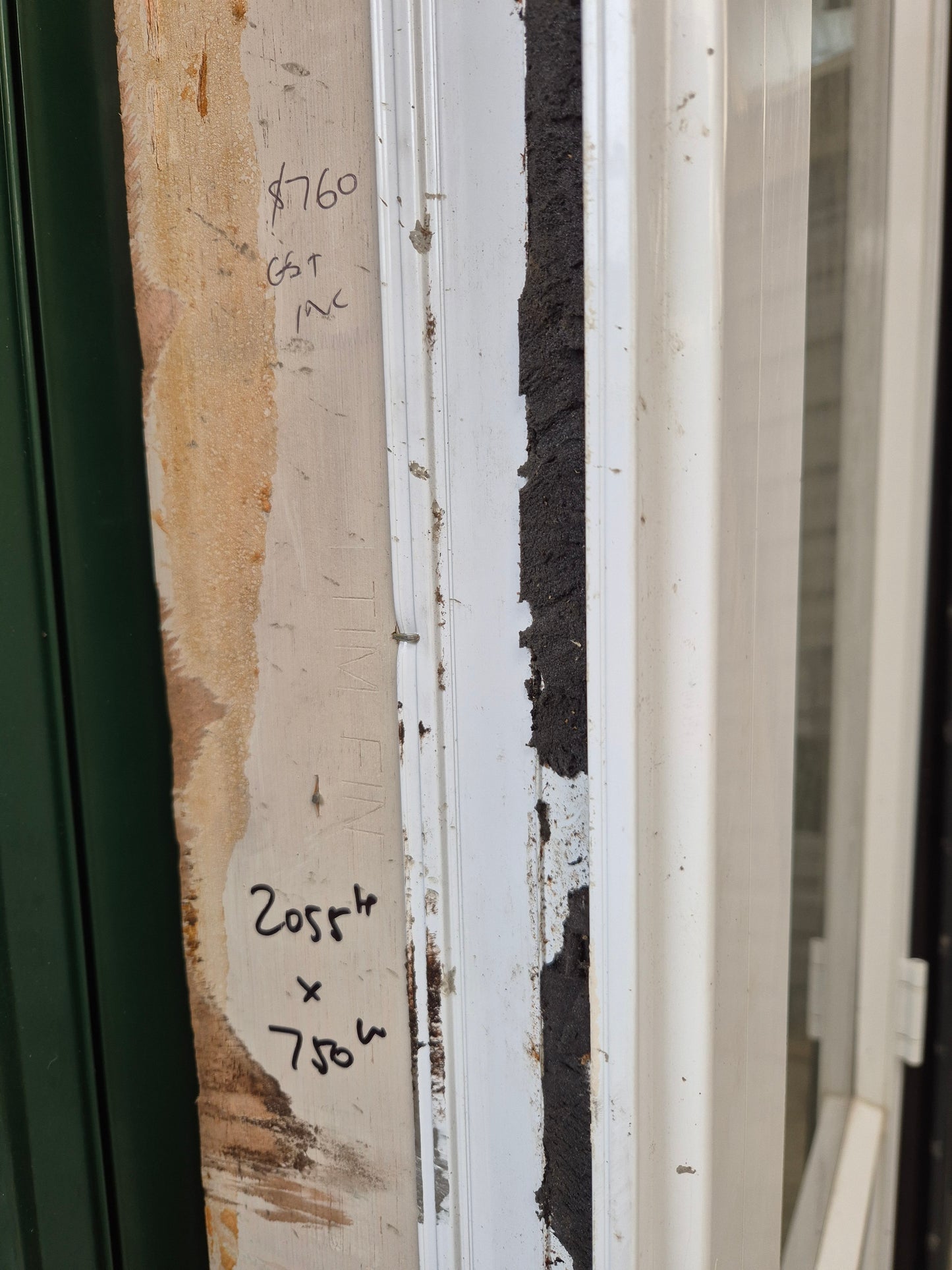 White Aluminium Door 2055 H x 750 W opens outward #2036