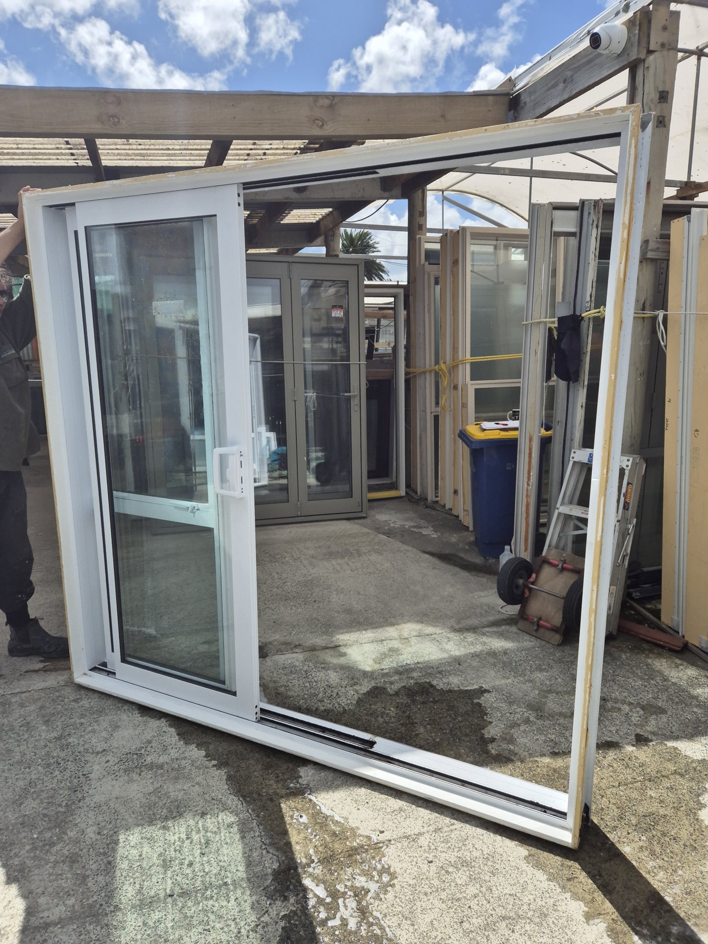 Double Glazed White Stacker Slider with an opening window 2m H x 2.11W #2227