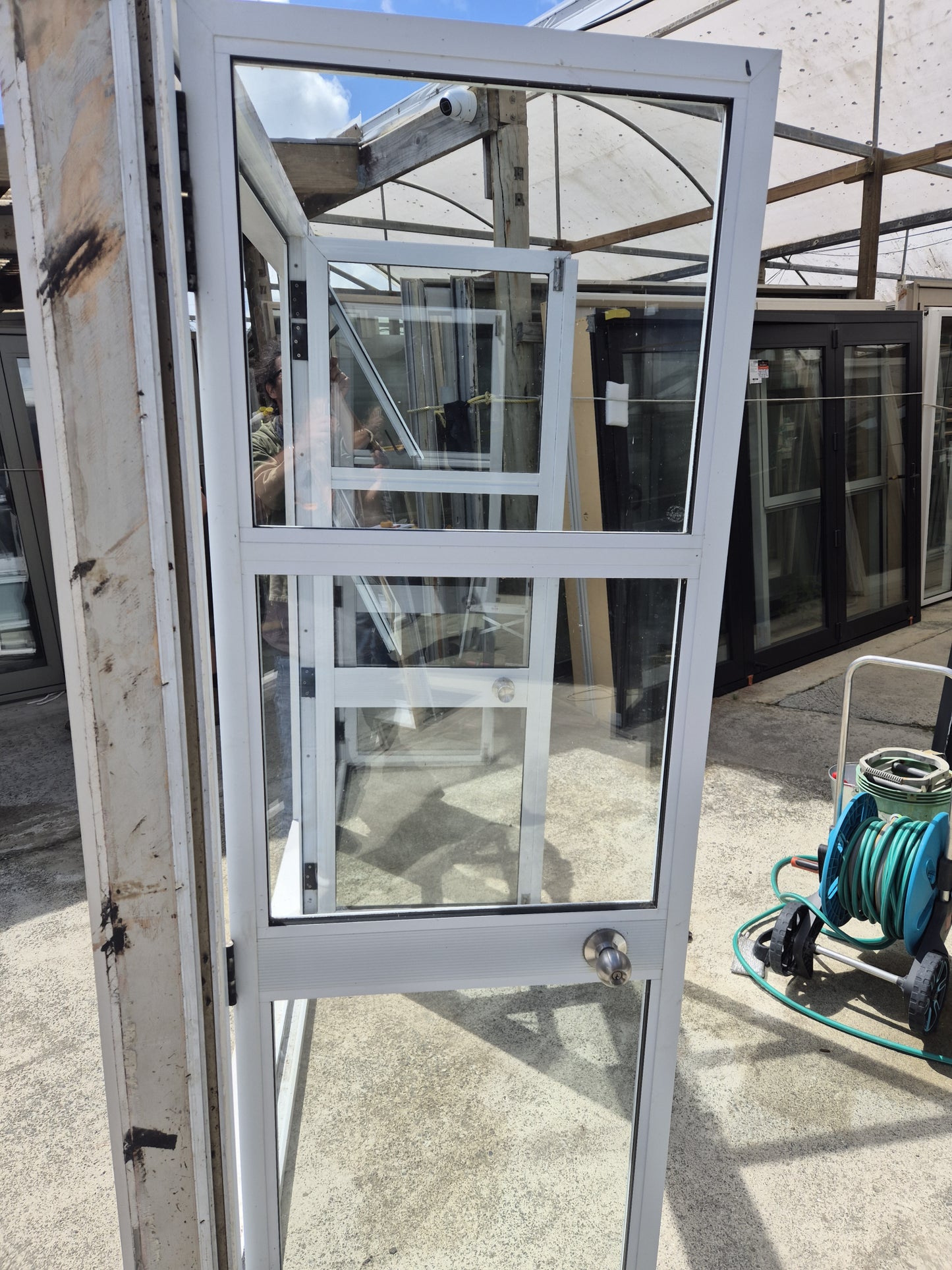 White Double Glazed French Doors with opening windows 2m H x 2.110W #2087