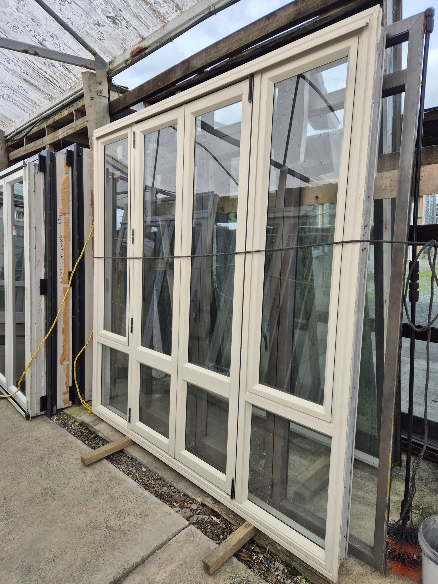 Cream Bifolding door with opening windows 2.2m x 2.2 #2368