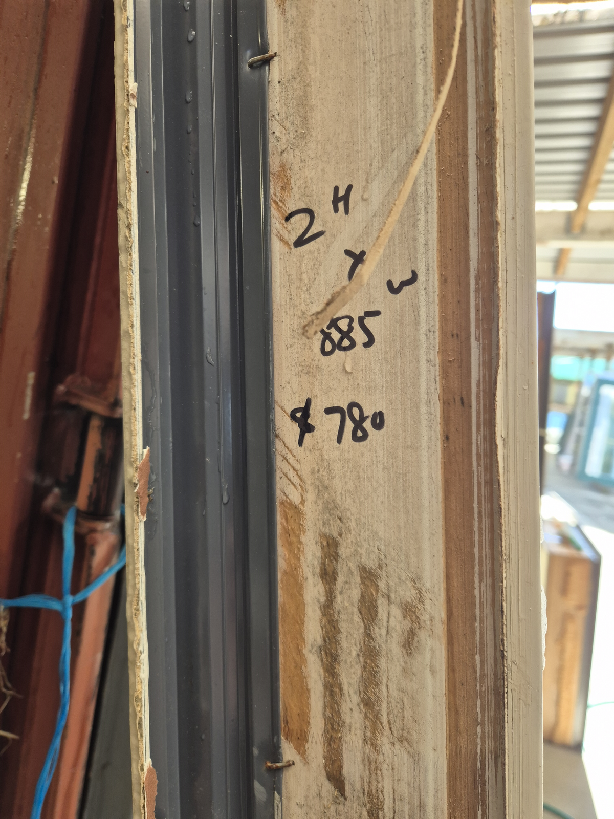 Aluminium Door Denim Blue 2 H x 890 W opens out #2555 (3 matching available)