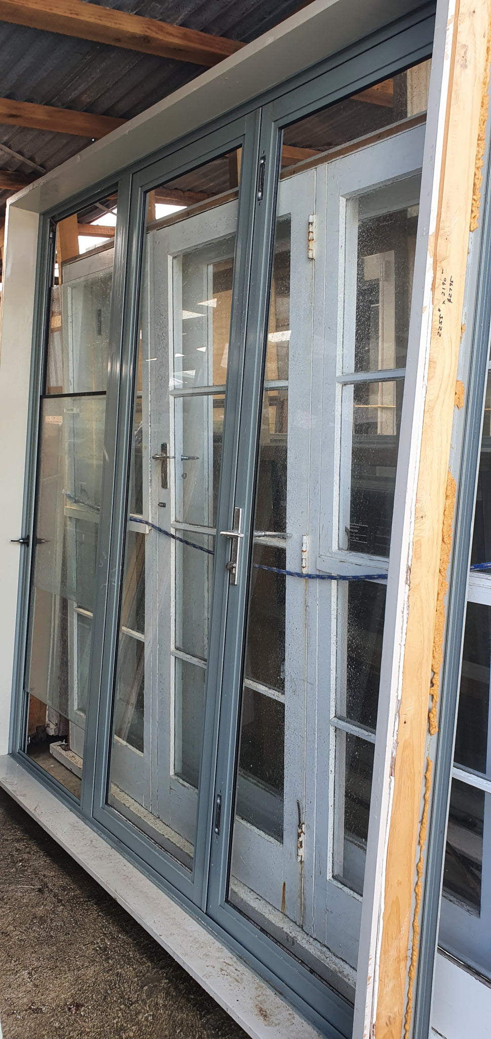 Pale Green French Door with Sliding Window 2255 H x 2190 W #FDH9