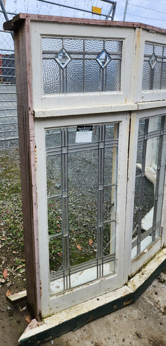 Original Leadlight Bay Window with Fanlights 1530 H x 2.6m (each panel) W #WD3