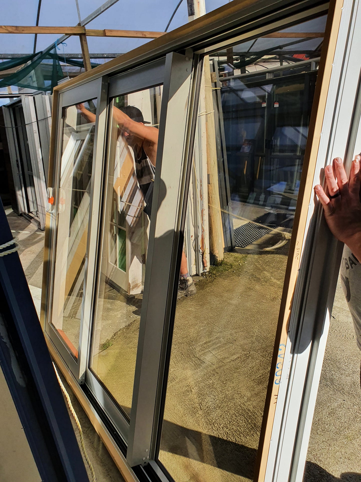 NEW Double Glazed Off White Stacker Slider 1870 H x 2415 W #DG018 ( 2 available)