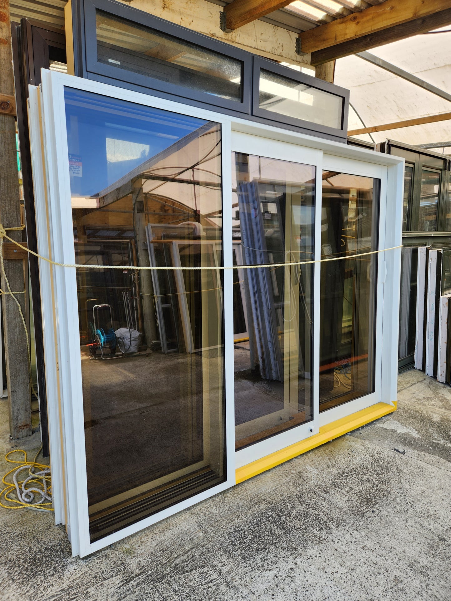 NEW Double Glazed Off White Stacker Slider 1870 H x 2415 W #DG018 ( 2 available)