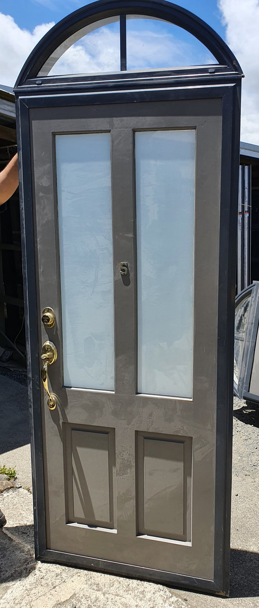 Denim Blue Entranceway with Wooden Door 2.4 / 2050 H x 885 W #SDO4 -